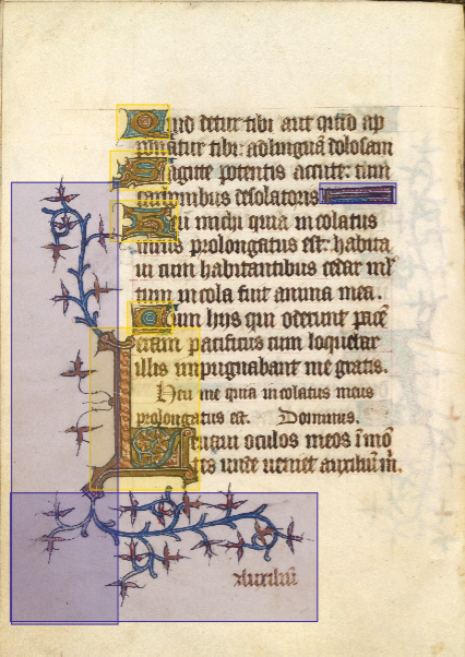 Initial letter together with marginal ornamentation