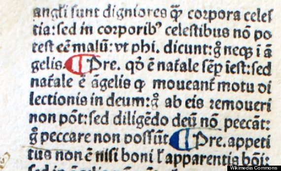 Manuscript pilcrow sign in red ink