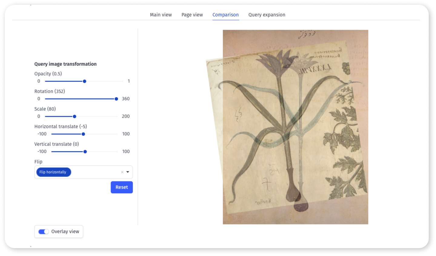 Similarity comparison modal