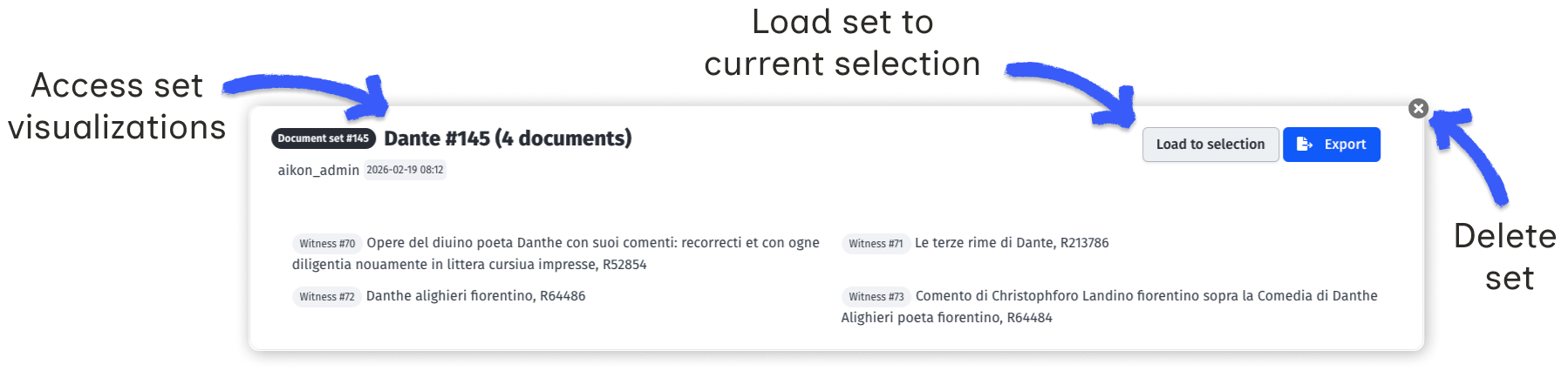 Document set record in list screenshot