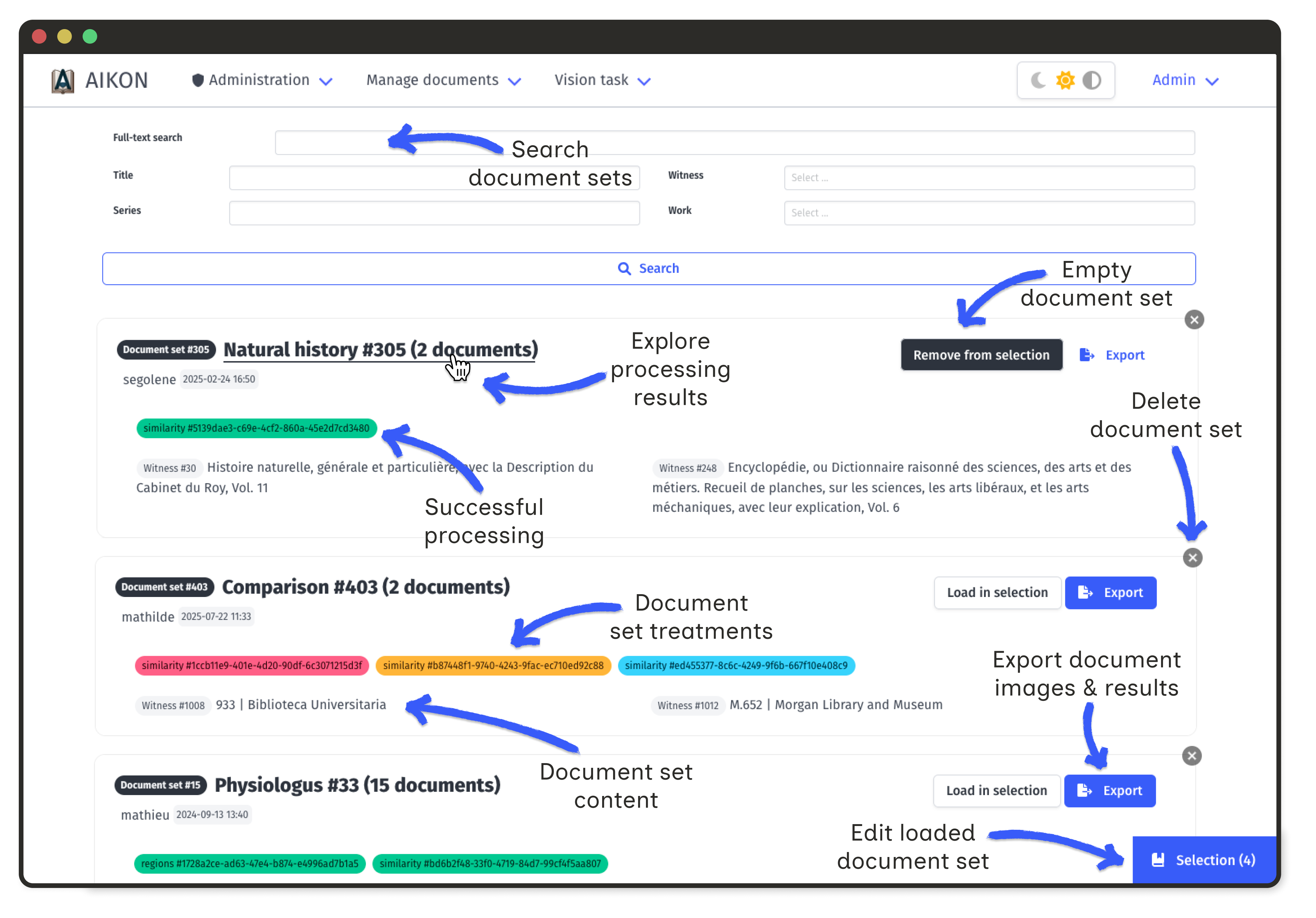 Document set interface