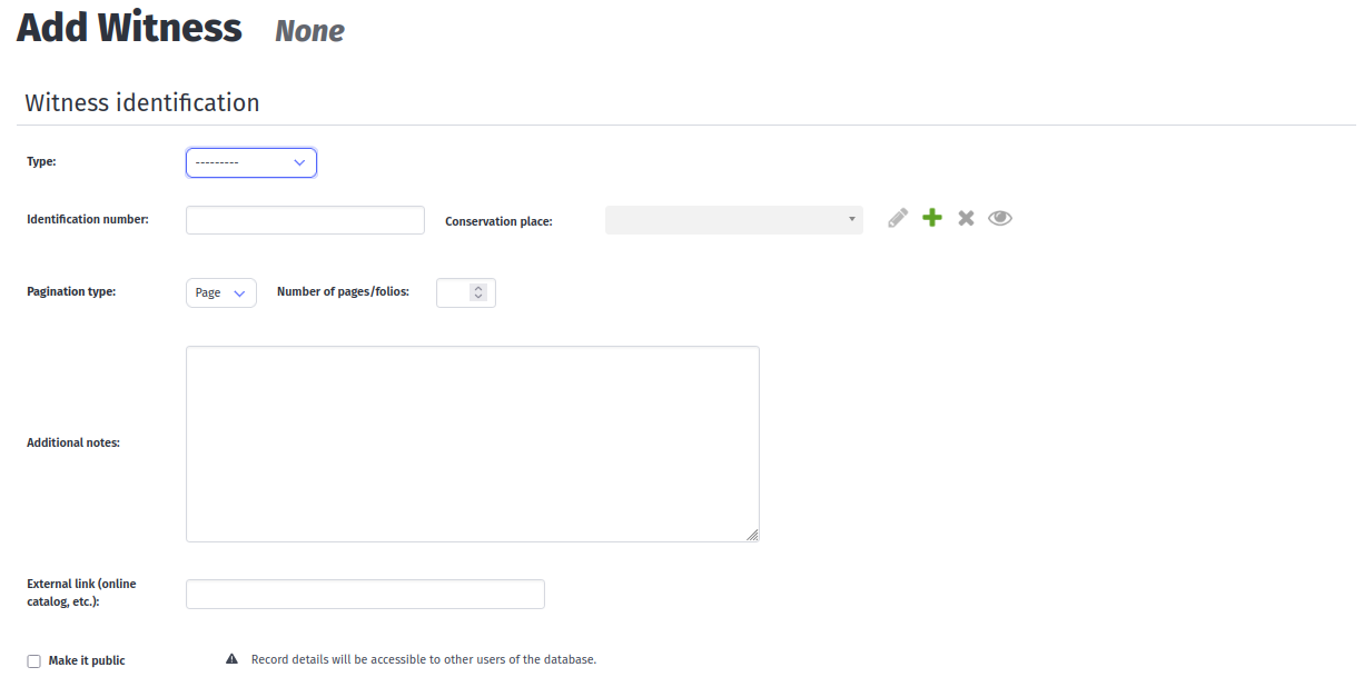 Witness form screenshot