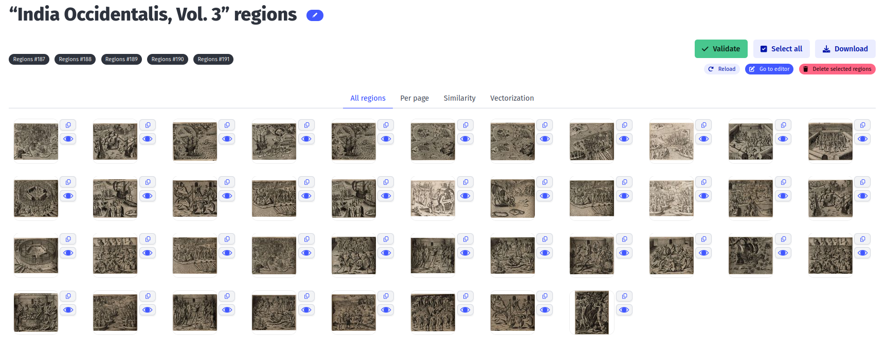Region extraction interface screenshot
