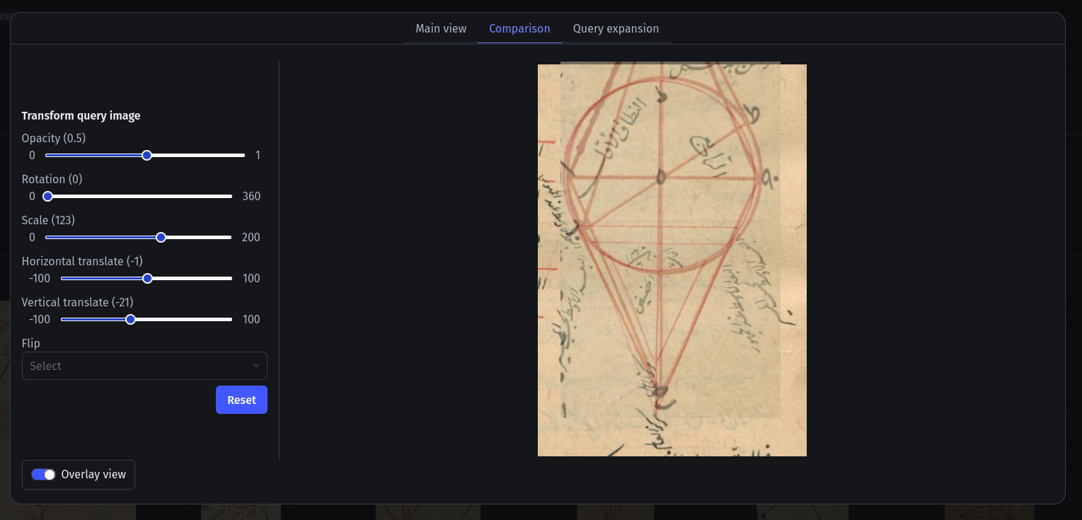 Similarity modal screenshot