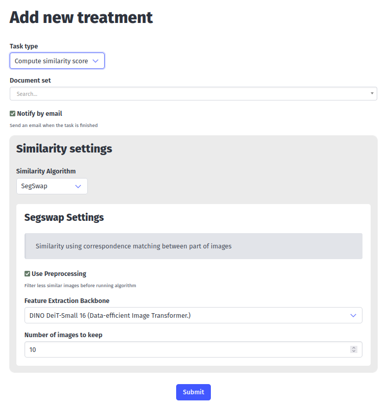 Treatment form screenshot